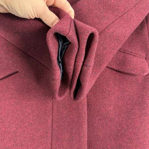 J Crew Cocoon‎ Nello Gori Italian Stadium Cloth Coat Womens 2 Burgundy Full Zip - Picture 4 of 14